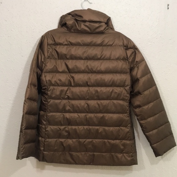 Eileen Fisher Brown 80% Down Filled Satin Shine Puffer Jacket size M - Picture 3 of 10